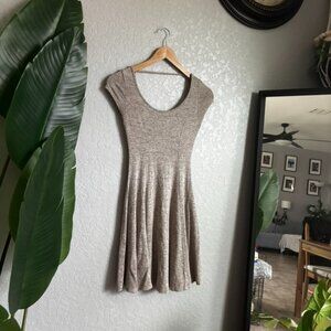 Taupe Minimalist Fit & Flare Dress – Cap Sleeve, Skater Style